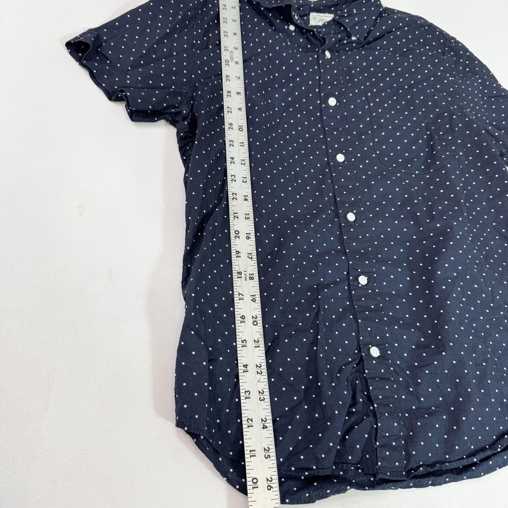 J.Crew Shirt Mens Medium Navy Slim Short Sleeve Button Front Polka Dot Cotton - Picture 3 of 7
